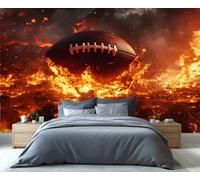 YXQAIED Rugby Wallpaper, Flame Wallpaper for Living Room American Football Bedroom Wallpapers, Children's Sports 3D Photo Murals for Kitchen Decor, 390x260cm (Not Peel and Stick)