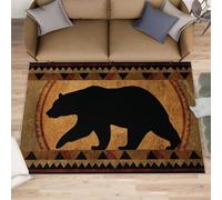 YXQAIED Rustic Cabin Bear Area Rugs, 100x150cm, Brown Bear Rug, Soft Non-Slip Southwestern Farmhouse Carpet for Living Room Bedroom Dining Room & Home Decor