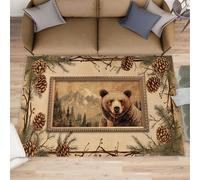 YXQAIED Rustic Lodge Doormat - 50 x 80cm Brown Bear Rug, Pinecone Cabin Rugs for Entryway, Washable & Non Slip & Entryway Small Carpet for Home Decor