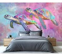 YXQAIED Sea Turtles Wallpaper 260x175cm, Animal Bedroom Wallpaper, Graffiti Photo Wallpapers, Underwater World Wall Murals for Living Room Poster Decor (Not Peel and Stick)