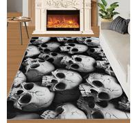 YXQAIED Skull Printed Carpet, 90x150, Halloween Area Rugs for Living Room Bedroom, Horror Skulls Washable Rugs Non Slip Low Pile Carpet, Patterned Door Mat & Home Decor
