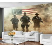 YXQAIED Soldier Bedroom Wallpaper, Military 3D Wall Murals, American Flag Poster Photo Wallpapers for Living Dining Room Home Decor (Not Peel and Stick)