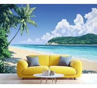 YXQAIED Sunset Wallpaper, Beach Ocean Wallpapers Wall Mural, Tropical Coconut Trees Photo Wallpaper for Living Room Bedroom Backdrop Wall Decor, 100x70cm