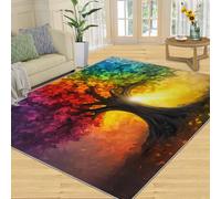 YXQAIED Tree of Life Hallway Rug - 70 x 140 cm Sunny Forest Runner Rugs for Kitchen, Colorful Tree Corridor Short Pile Rug Anti Slip for Nursery Kids Bedroom Bedside