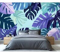 YXQAIED Tropical Wallpaper 366x254cm, Monstera Wallpaper for Living Room, Colorful Leaves Photo Wallpapers, Retro Plants Wall Murals for Living Room Poster Decor (Not Peel and Stick)