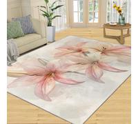 YXQAIED Tulip 3D Printed Carpet, Pink Floral Washable Rugs 120x180, Minimalist Floral Rugs Living Room Bedroom, Home Decor Patterned Rug