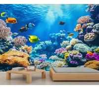 YXQAIED Underwater World Wallpaper, Coral Fish Wallpapers for Living Room & Home Decor, Marine Life Wallpaper for Bedroom, 3D Print Wall Mural (Not Peel and Stick)