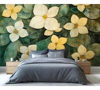 YXQAIED Vintage Floral Wallpaper Mural, Green Leaves Wallpaper for Bedroom Country Flowers Living Room Wallpapers, 3D Photo Murals for Hotel Apartments, 400x280 cm