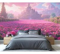 YXQAIED Wallpaper - Castle Photo Wallpaper for Bedroom, Pink Rose Home Decor & Large Mural, Romantic Palace Living Room Wallpapers, Not Self-Adhesive - Wall Decor