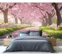 YXQAIED Wallpaper - Cherry Blossoms Home Decor & Mural, Japanese Bedroom Wallpaper, Spring Landscape Wallpapers Mural for Living Room, Not Self-Adhesive 3D Printed Large Murals
