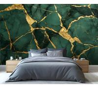 YXQAIED Wallpaper - Emerald Green Home Decor & Mural, Nordic Marble Bedroom Wallpaper, Modern Gold Textured Wallpapers for Living Room, Not Self-Adhesive Large Wall Murals