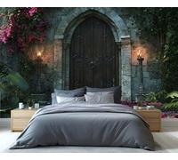 YXQAIED Wallpaper - Gothic Home Decor & Mural, European Wooden Door Bedroom Wallpaper, Mysterious Castle Mural Wallpapers for Living Room, Not Self-Adhesive Large Wall Murals