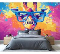 YXQAIED Wallpaper - Graffiti Home Decor & Mural, Giraffes Bedroom Wallpaper, Animals Wallpapers for Living Room, Not Self-Adhesive Large Wall Murals