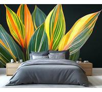 YXQAIED Wallpaper Leaf 100x70cm, Retro Plants 3D Photo Wallpaper, Plant Leaf Wall Murals for Bedroom Living Room Poster Decor Wallpapers (Not Peel and Stick)