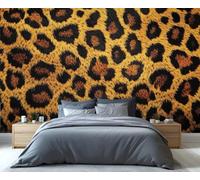 YXQAIED Wallpaper - Leopard Print Mural Wallpaper for Bedroom, Animal Textured Home Decor & Large Mural, Black and Brown Living Room Wallpapers, Not Self-Adhesive - Wall Decor