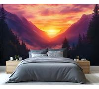 YXQAIED Wallpaper - Mountain Home Decor & Mural, Sunset Forest Bedroom Wallpaper, Natural Scenery Mural Wallpapers for Living Room, Not Self-Adhesive Large Wall Murals