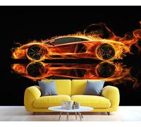 YXQAIED Wallpaper - Neon Car Photo Wallpaper for Bedroom, Supercar Home Decor & Large Mural, Cool Cars Living Room Wallpapers, Not Self-Adhesive - Wall Decor