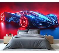 YXQAIED Wallpaper - Neon Car Photo Wallpaper for Bedroom, Supercar Home Decor & Large Mural, Cool Cars Living Room Wallpapers, Not Self-Adhesive - Wall Decor