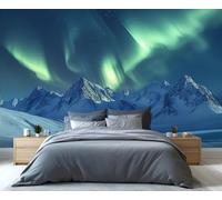 YXQAIED Wallpaper - Northern Lights Home Decor & Mural, Polar Regions Bedroom Wallpaper, Mountains Mural Wallpapers for Living Room, Not Self-Adhesive Large Wall Murals