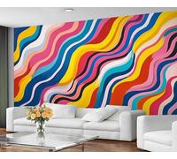 YXQAIED Wallpaper Photo Colorful Lines 400x280cm, Abstract Geometry Wall Mural Wavy Stripes Large 3D Murals for Living Room Decor (Not Peel and Stick)
