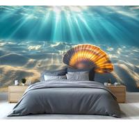 YXQAIED Wallpaper - Shell Home Decor & Mural, Ocean Bedroom Wallpaper, Underwater World Wallpapers for Living Room, Not Self-Adhesive Large Wall Murals