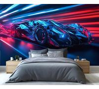 YXQAIED Wallpaper - Sports Car Photo Wallpaper for Bedroom, Neon Cars Home Decor & Large Mural, Supercars Living Room Wallpapers, Not Self-Adhesive - Wall Decor