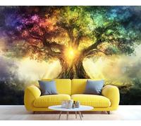 YXQAIED Wallpaper - Tree of Life Home Decor & Mural, Neon Trees Bedroom Wallpaper, Abstract Colorful Wallpapers for Living Room, Not Self-Adhesive Large Wall Murals