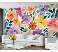 YXQAIED Watercolor Floral Wallpaper, Irish Flower Wallpaper for Living Room, Tropical Flower Bedroom Wallpapers, 3D Large Mural & Kitchen Decor Poster (Not Peel and Stick)