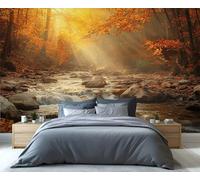 YXQAIED Waterfall Bedroom Wallpaper, Autumn Forest 3D Wall Murals, Landscape Poster Photo Wallpapers for Living Dining Room Home Decor (Not Peel and Stick)