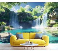 YXQAIED Waterfall Forest Wallpaper Mural, National Park Wall Mural, Natural Landscape Photo Wallpaper for Bedroom Living Room Decor (Not Peel and Stick)