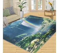 YXQAIED Waterfall Rainbow Area Rug 160x230cm,Sunny Forest Rugs，National Park Printed Carpet, Machine Washable Low Pile Durable Carpet for Lounge, Bedroom & Kids Room