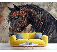 YXQAIED Western Horse Mural Wallpaper Rustic Animal Wallpaper Mural Southwest Wall Murals, Printed Wall Covering of Home Office Decoration 150x105 cm