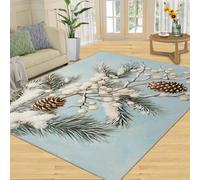 YXQAIED Winter Hallway Rug - 70 x 140 cm Pine Cones Runner Rugs for Kitchen, Christmas Corridor Short Pile Rug Anti Slip for Nursery Kids Bedroom Bedside