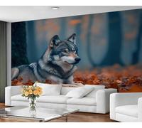 YXQAIED Wolf Wallpaper, Wild Animal Wallpaper for Living Room, Mystical Forest Bedroom Wallpapers, Wall Murals for Apartment & Room Decor (Not Peel and Stick)