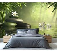 YXQAIED Zen Wallpaper, Japanese Meditation Bedroom Wall Paper, Not Self Adhesive Bamboo Forest Wallpaper for Living Room, Lotus Zen Stone Photo 3D Wall Murals & Room Decor, 400x280cm