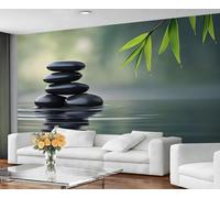 YXQAIED Zen Wallpaper, Japanese Meditation Bedroom Wallpaper, Basalt Stone Wall Paper for Living Room, Not Self Adhesive Photo 3D Wall Murals & Room Decor, 260x175cm