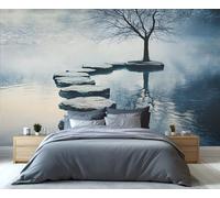 YXQAIED Zen Wallpaper, Meditation Bedroom Wallpaper, Black Tree Living Room Wallpapers, Japanese Spa Large Wall Murals & Room Decor (Not Peel and Stick)