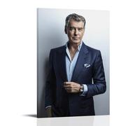 YXRONG Actor Pierce Brosnan Poster Decoration Oil Painting Canvas Poster Art Painting Bedroom Decoration 08x12inch(20x30cm) Frame-style