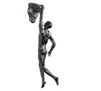 YXRRVING Climbing Man Wall Decor,Creative Resin Rock Decor,Large Bronze Abseiling Men Background Hanging Decoration,Bungee Jumping Sculpture Decor Retro Figures Statue Present