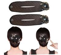 YXRRVING Hair Bun Maker,Floral Design Dotted Bun Maker,Hand Embroidered Flowers Deft Bun Maker,Flower Hair Bun Roller,Deft Bun Hair Twister,Exquisite Bun Maker Girl Mesh Hair styleing Accessories