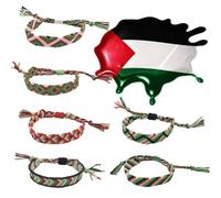 YXRRVING Palestinian Handmade Woven Bracelet,Handmade Palestinian Adjustable Rope Braided Bracelet,Unisex Woven Palestinian Flag Beaded Bracelet,Save Gaza Palestine Flag Bracelets for Men Women