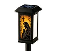 YXRRVING Solar Lantern Stained Glass Artwork Christ 1pcs (Black A Light