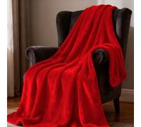 YXRS Large Fleece Throw Blanket 130 x 160 cm Throw All Season Use Fleece Blanket for Sofa Super Soft Warm Cosy for Sofa Couch Single Size, Red