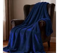 YXRS Large Fleece Throw Blanket 130 x 160 cm Throw All Season Use Fleece Blanket for Sofa Super Soft Warm Cosy for Sofa Couch Single Size, Navy Blue