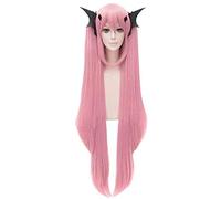 Yxshz Women Pink Long Straight Wigs Cosplay Anime Krul Tepes Full Bangs Party Ponytail