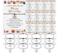 YXSJAS 12Sets Christmas Snowflake Wish Bracelet&Card&Bag Adjustable Wish String Bracelets with Blessing Card Braided Wax Rope Bracelet Xmas Bracelet Card for Stocking Fillers Winter Holiday Party