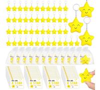 YXSJAS 144pcs Back to School Gifts for Student Cute Plush Star Keychain Teacher Appreciation Gifts Bulk with Inspirational Cards Bags Charming Plush Keyring for Backpack Handbag Student Staff Rewards