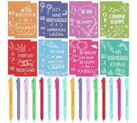 YXSJAS 16 Sets Colorful Happiness Notebooks Bulk Gifts Funny Motivational Journals Inspirational Notepads End of Year Gifts from Teacher Prizes Travel with Retractable Ballpoint Pens(Happy Style)