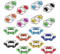YXSJAS 16Pack Fidget Toys Bike Chain Decompression Miniature Bicycle Chain Keychain Bike Roller Chain Stress Relief Toy Fingertip Stress Reducer Key Flippy Ring for Anxiety Autism Teens