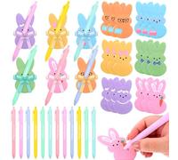 YXSJAS 18Sets Easter Sticky Notes Set-Easter Bunny Sticky Notes&Pen&Ribbon Bunny Sticky Notepads Colorful Sticky Memo Pads Ballpoint Pen Easter Gift for School Office Home Holiday Goodies Bag (Pastel)